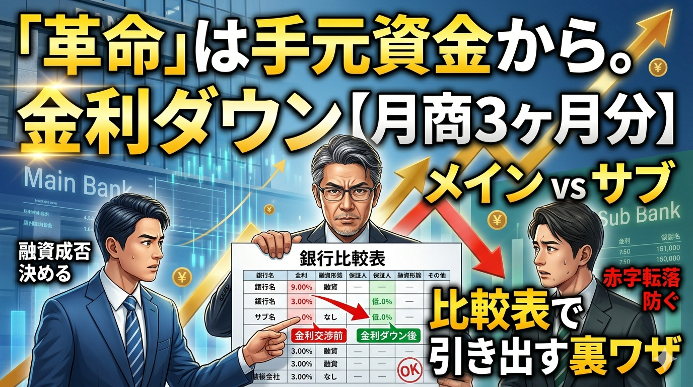「金利交渉の裏ワザ：メインバンクとサブバンクを競わせる「比較表」の作り方」