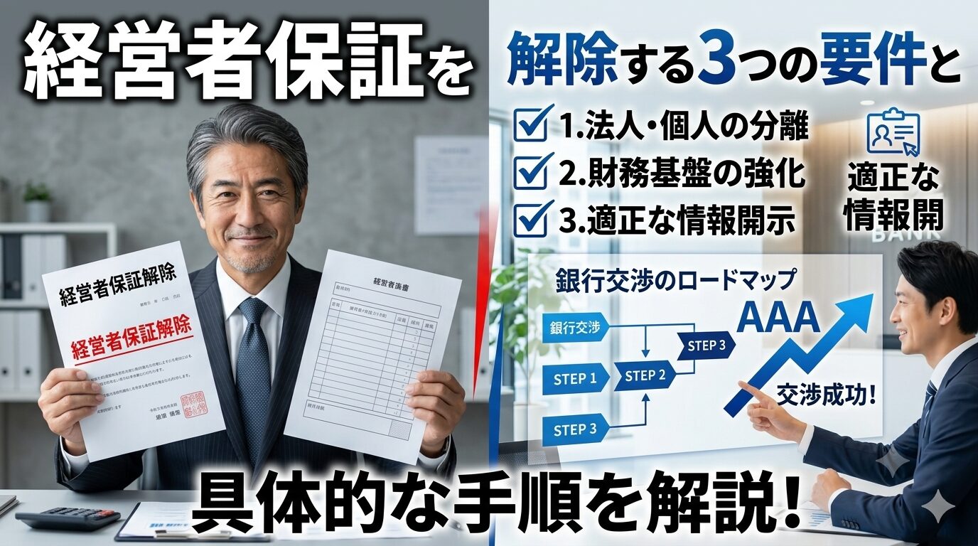 【最新版】経営者保証を解除する3つの要件と銀行交渉のロードマップ